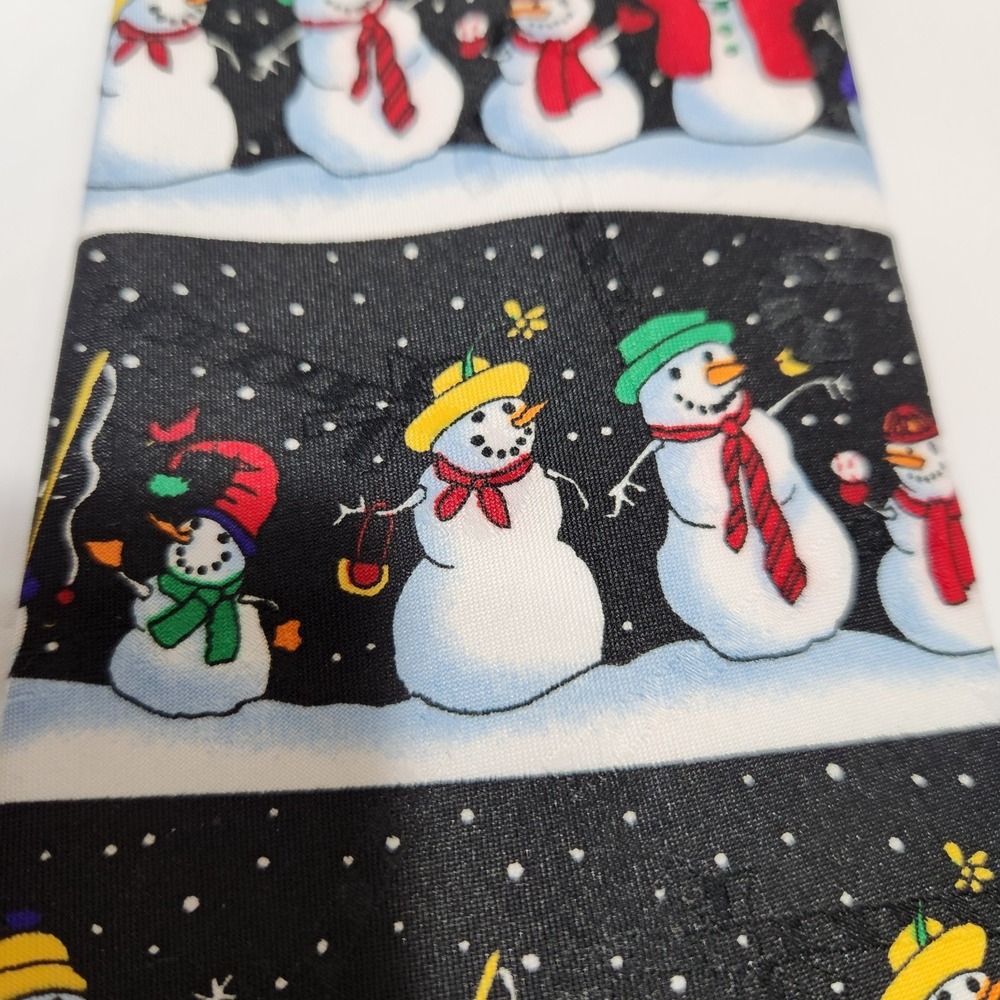 Hallmark‎ Snowman Necktie All Over Holiday Black / Multicolored - Picture 5 of 7
